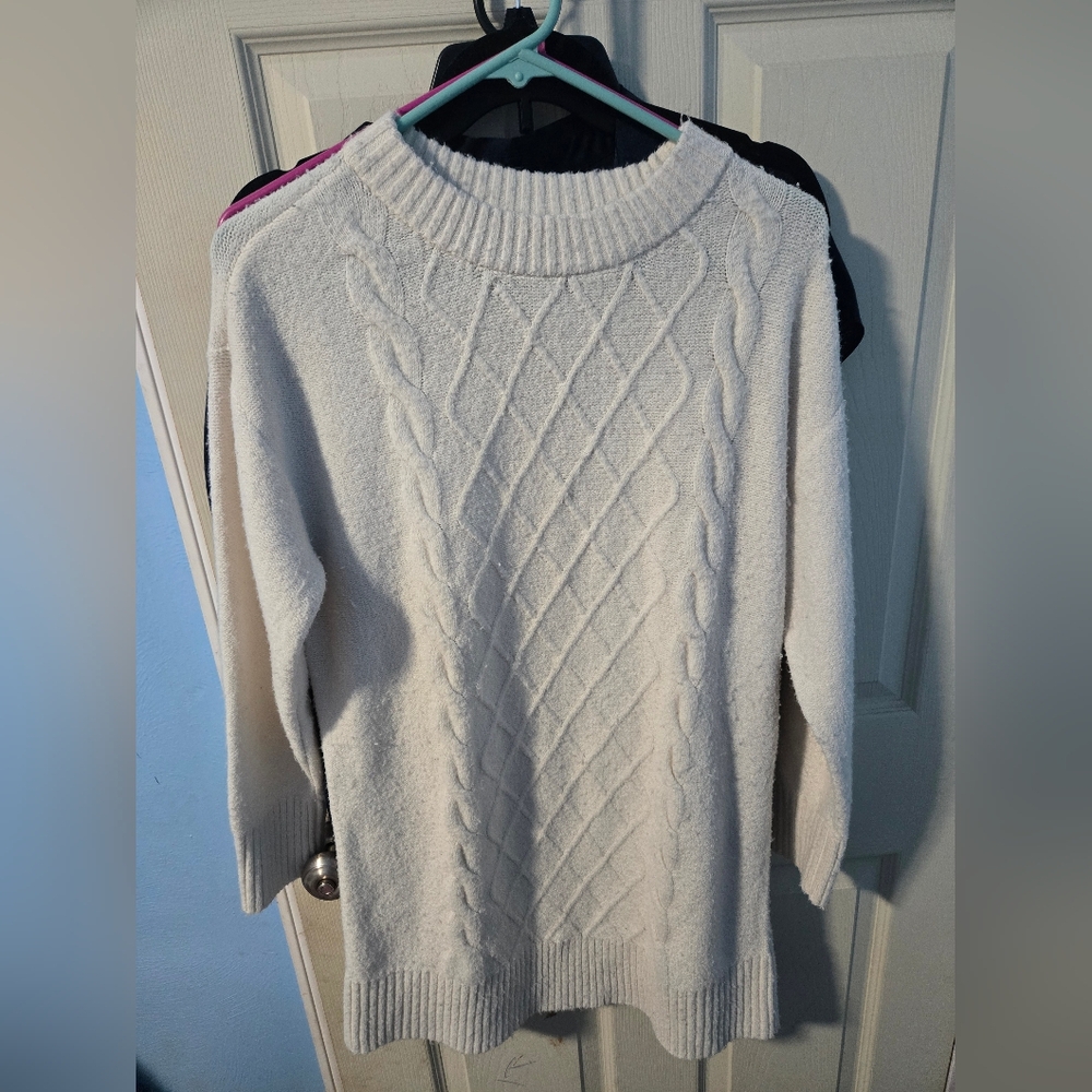 Cream Cable Knit Sweater Dress